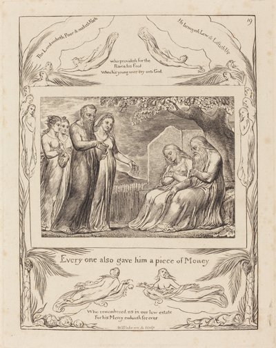 Hiob przyjmujący jałmużnę autorstwa William Blake