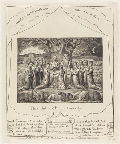 Hiob i jego rodzina autorstwa William Blake