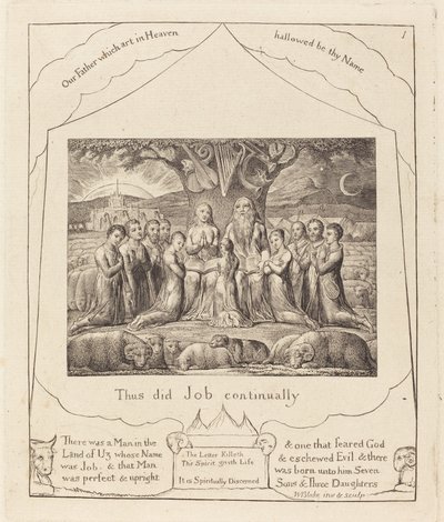 Hiob i jego rodzina autorstwa William Blake
