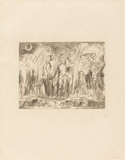 Hiob i jego rodzina wrócili do dobrobytu autorstwa William Blake