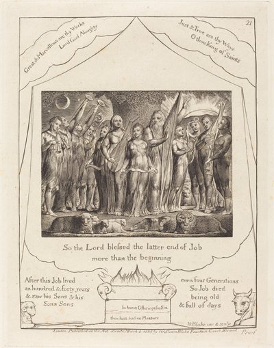 Hiob i jego żona przywrócona do dobrobytu, 1825. autorstwa William Blake