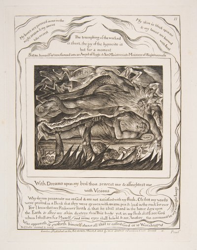 Jobs Evil Dreams, z ilustracji Księgi Hioba, 1825-26. autorstwa William Blake