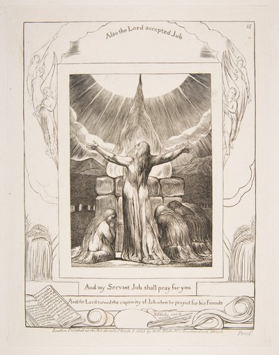 Jobs Sacrifice, z ilustracji Księgi Hioba, 1825-26. autorstwa William Blake