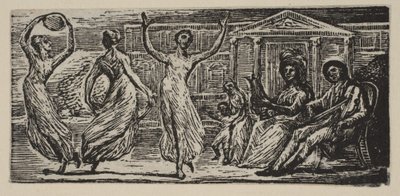 Menalcus ogląda taniec kobiet, z Thorntons Pastorals of Virgil, 1821. autorstwa William Blake