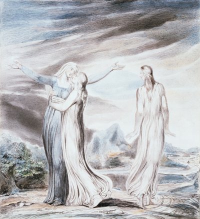 Noemi błaga Rut i Orpę o powrót do kraju Moabu autorstwa William Blake