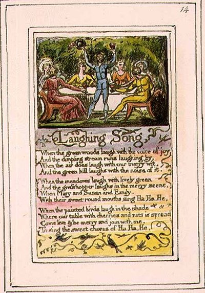 P.124-1950.pt14 Laughing Song: płyta 14 z Pieśni o niewinności i doświadczeniu (kopia R) c.1802-08 (akwaforta, tusz i akwarela) autorstwa William Blake