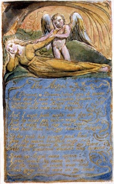 P.125-1950.pt41 Anioł: płyta 41 z Pieśni o niewinności i doświadczeniu (kopia AA) c.1815-26 (akwaforta, tusz i akwarela) autorstwa William Blake