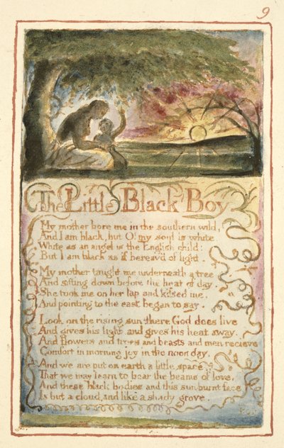 P.125-1950.pt9 The Little Black Boy: płyta 9 z „Pieśni o niewinności i doświadczeniu” (kopia AA) c.1815-26 (akwaforta, tusz i wc) autorstwa William Blake