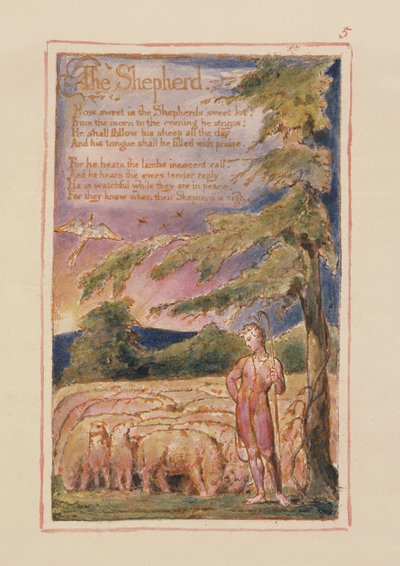P.125.1950.pt5 Pasterz: płyta 5 z Pieśni o niewinności i doświadczeniu (kopia AA) c.1815-26 (akwaforta, tusz i wc) autorstwa William Blake