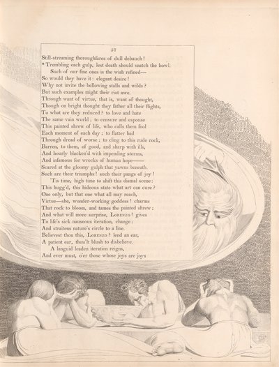 Płyta 29 (strona 57): „Drżenie przy każdym łyku, aby śmierć nie wyrwała miski” autorstwa William Blake