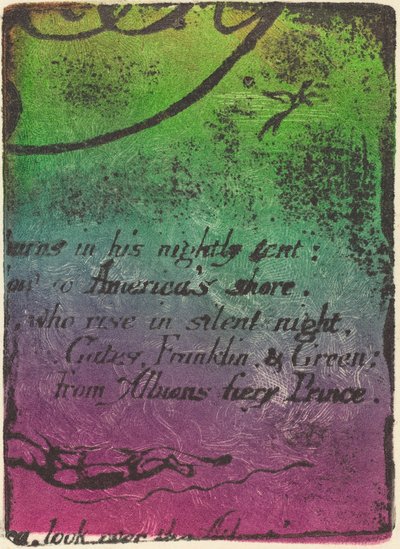 Restrike z fragmentu anulowanej płyty do A Prophecy, 1793. autorstwa William Blake
