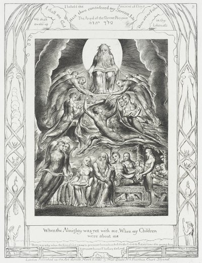 Szatan stający przed Bogiem autorstwa William Blake