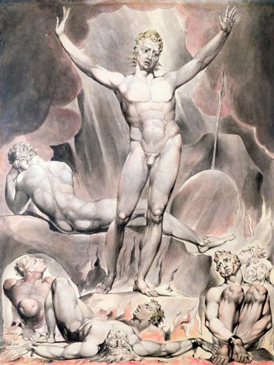 „Szatan podburza zbuntowanych aniołów”, 1808 autorstwa William Blake