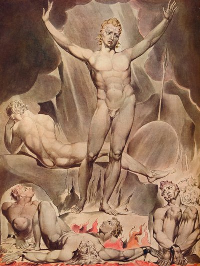 Szatan podburza zbuntowanych aniołów, 1808 autorstwa William Blake
