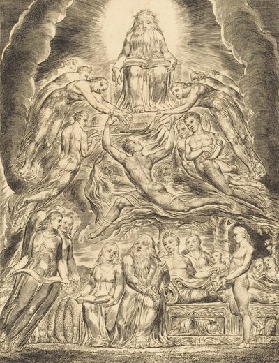 Szatan przed tronem Bożym, 1825. autorstwa William Blake