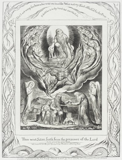 Szatan odchodzi sprzed oblicza Pana autorstwa William Blake
