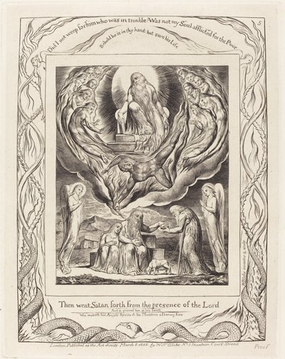 Szatan wychodzący z obecności Pana, 1825. autorstwa William Blake