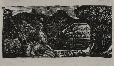 Pasterz odpędza wilka, z Pastorals of Virgil autorstwa William Blake