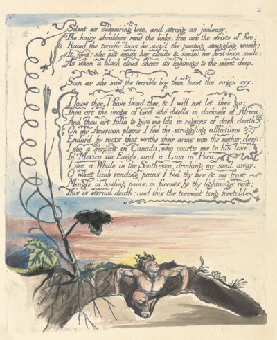 „Cicha jak rozpaczająca miłość...”, płyta 4 z „Ameryka: Proroctwo” autorstwa William Blake