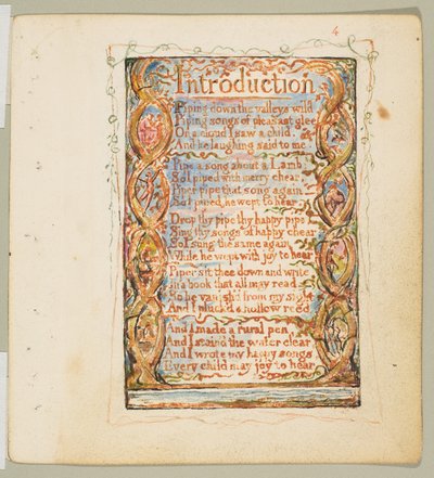 Pieśni niewinności: Wstęp, ca. 1825. autorstwa William Blake