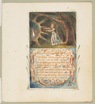 Pieśni niewinności i doświadczenia: Mały chłopiec zagubiony, ca. 1825. autorstwa William Blake