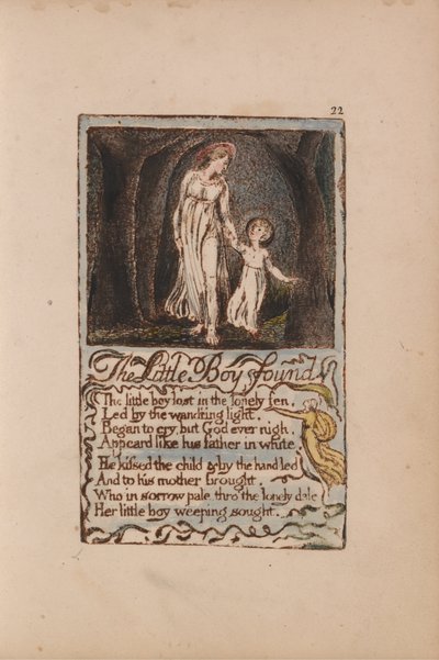 Pieśni o niewinności i doświadczeniu, płyta 22, Mały chłopiec znaleziony (Bentley 14) autorstwa William Blake