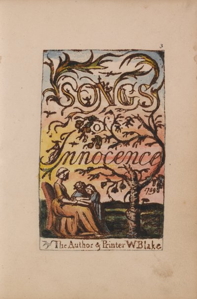 Pieśni o niewinności i doświadczeniu, płyta 3, strona tytułowa o niewinności (Bentley 3) autorstwa William Blake