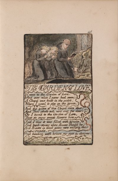 Pieśni o niewinności i doświadczeniu, płyta 45, Ogród miłości (Bentley 44) autorstwa William Blake