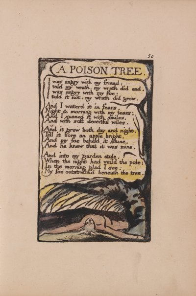 Pieśni o niewinności i doświadczeniu, płyta 50, Trujące drzewo (Bentley 49) autorstwa William Blake