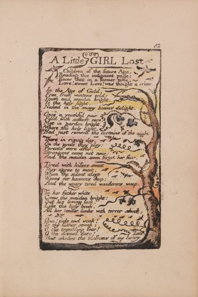 Pieśni o niewinności i doświadczeniu, płyta 52, Zagubiona dziewczynka (Bentley 51) autorstwa William Blake