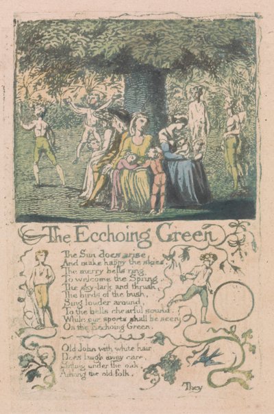 Pieśni niewinności i doświadczenia, płyta 8, „The Ecchoing Green” (Bentley 6) autorstwa William Blake