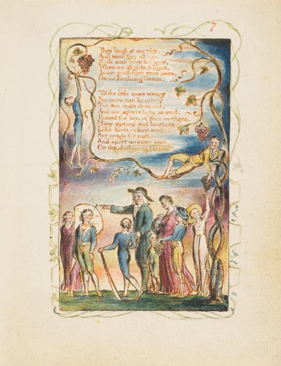 Pieśni o niewinności i doświadczeniu: The Ecchoing Green płyta druga, ca. 1825. autorstwa William Blake