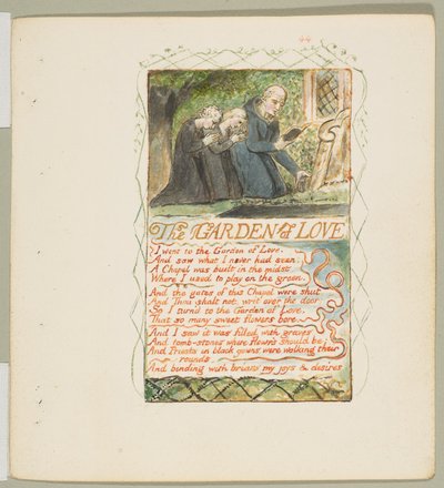 Pieśni niewinności i doświadczenia: Ogród miłości, ca. 1825. autorstwa William Blake