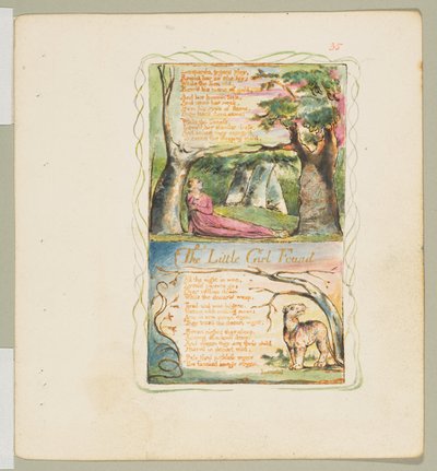 Pieśni niewinności i doświadczenia: Dziewczynka zgubiona Dziewczynka odnaleziona, ca. 1825. autorstwa William Blake