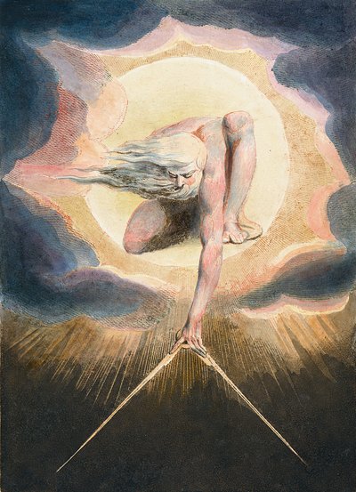 Pradawny Czasu - Urizen mierzący świat materialny - Urizen mierzący świat materialny. Ilustracja frontyspisu książki „Europa. Do proroctwa”. Rysunek Williama Blake