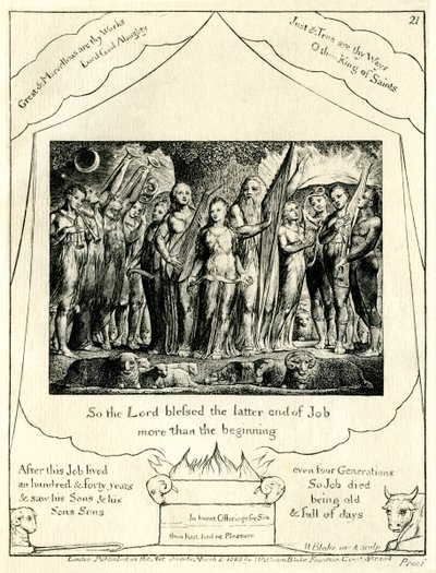 Księga Hioba 42:12 zilustrowana przez Williama Blake’a autorstwa William Blake