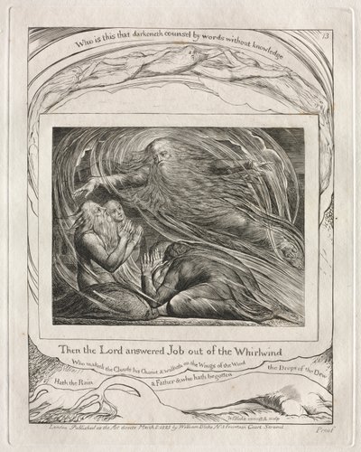 Księga Hioba: Pl. 13 Wtedy Pan odpowiedział Hiobowi z wichru autorstwa William Blake