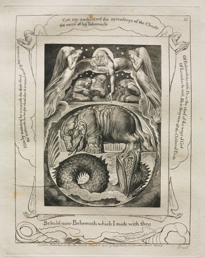 Księga Hioba: Pl. 15, Oto Behemot, którego stworzyłem z tobą autorstwa William Blake