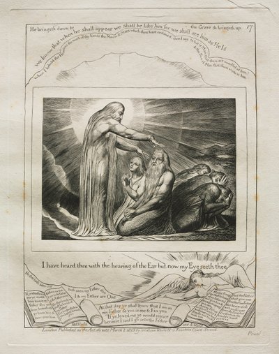 Księga Hioba: Pl. 17, słyszałem cię słysząc ucha, ale teraz moje oko..., 1825. autorstwa William Blake