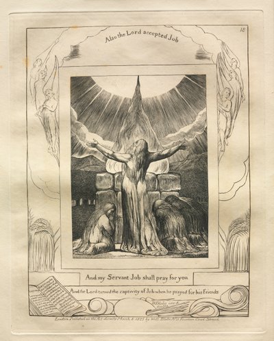 Księga Hioba: Pl. 18 A mój sługa Job będzie się za ciebie modlił autorstwa William Blake