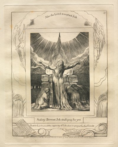 Księga Hioba: Pl. 18, A mój sługa Job będzie się za ciebie modlił, 1825. autorstwa William Blake