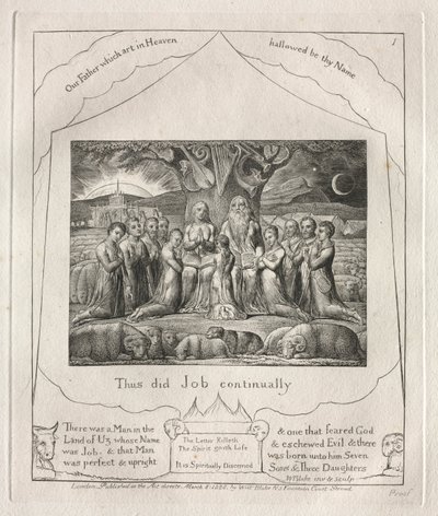 Księga Hioba: Pl. 1 Tak czynił Hiob ustawicznie autorstwa William Blake