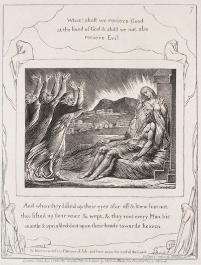 Księga Hioba: Pl. 7 A kiedy podnieśli oczy, autorstwa William Blake