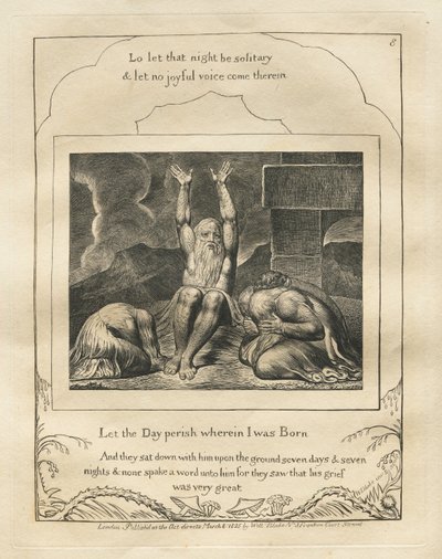Księga Hioba: Pl. 8, Niech zginie dzień, w którym się urodziłem autorstwa William Blake