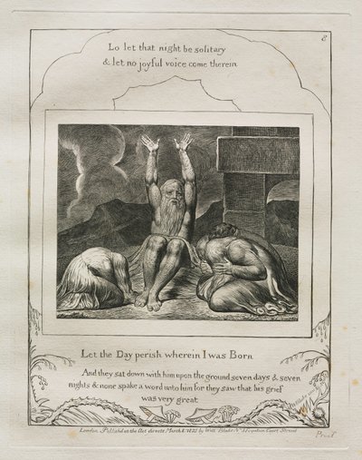 Księga Hioba: Pl. 8, Niech zginie dzień, w którym się urodziłem, 1825. autorstwa William Blake