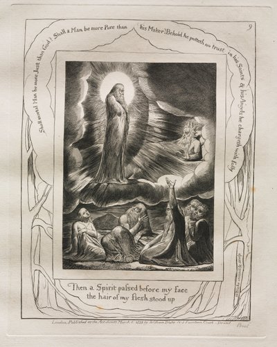 Księga Hioba: Pl. 9 Wtedy Duch przeszedł przed moją twarzą / włosy z mego ciała zjeżyły się autorstwa William Blake