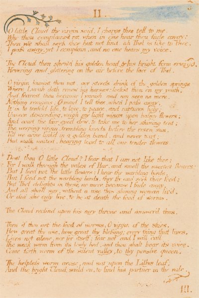 Księga Thel, Tablica 5, II. , obłoku . . . . autorstwa William Blake