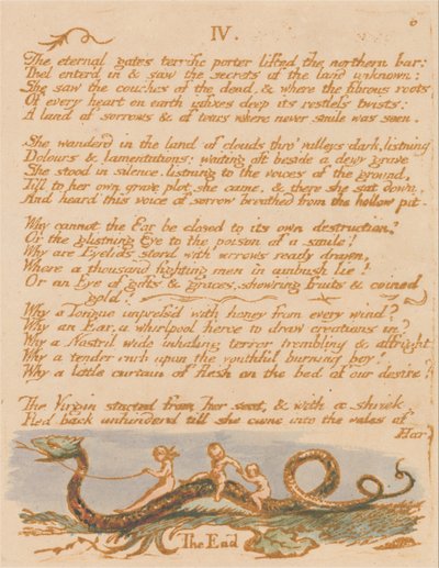 Księga Thel, Tablica 8, IV. , Wieczne bramy . . . . autorstwa William Blake