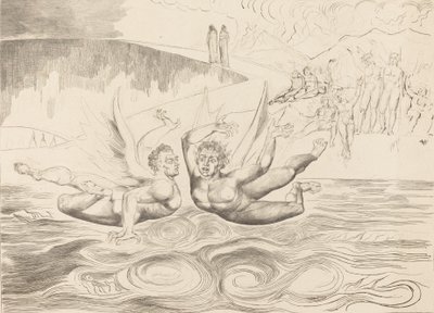 Krąg skorumpowanych urzędników, diabły nękające się nawzajem, 1827. autorstwa William Blake