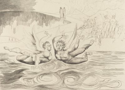 Krąg skorumpowanych urzędników, diabły nękające się nawzajem, 1827. autorstwa William Blake